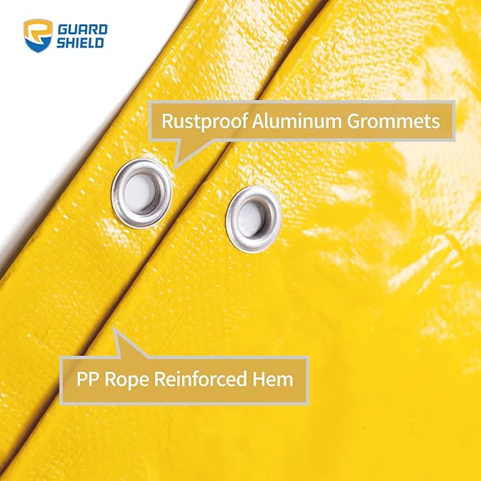 GUARD SHIELD Tarp 16x20 Feet Waterproof Yellow/Silver Tarps 8Mil Multi Purpose UV Resistant Cover for OutdoorCampingTentBoats