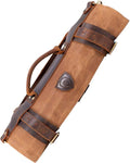 Dalstrong Nomad Knife Wrap Roll - 12oz Waxed Canvas Top Grain Leather Knife Roll Bag- 13 Slots - Interior &amp Rear Zipper Pockets - Travel Storage with Blade