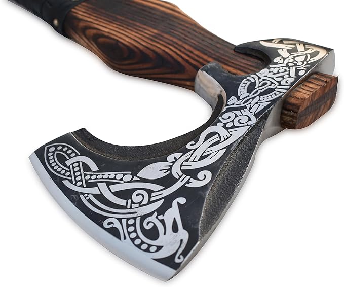 | Exquisite Handmade Viking Axe - Ideal for Collectors &amp Enthusiasts | Authentic Artisan-Crafted | Medieval Styled Axe with Durable and Robust High Carbon Steel (GC-AX05)