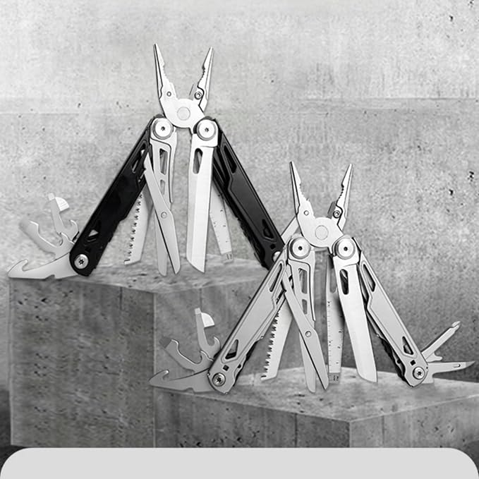 Portable Multitool Pliers Mini Scissors with Clip Knife Folding Stainless Steel Lightweight Tools for Travel Camping Hiking (silver 1pcs)