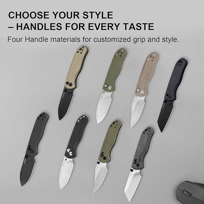 Kizer Drop Bear 2 Pocket Knife 2.96 Nitro-V Clip Point Blade Folding Knife with Brown Micarta Handle Button Liner Lock EDC Knives with Jimping on Spine for Men Women V3619.2CC1