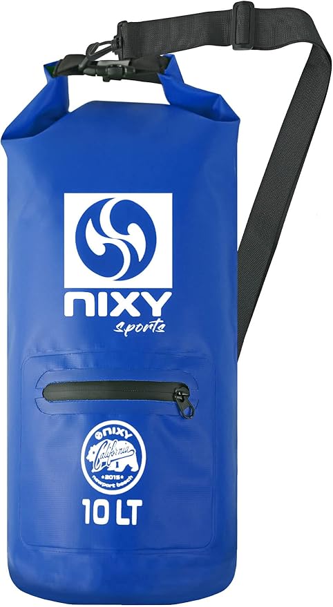 NIXY Waterproof Dry Bag 10L Roll Top - Lightweight and Durable for Paddleboarding Kayaking Hiking Camping Boating Beach Swimming Sailing and More - Blue 10L