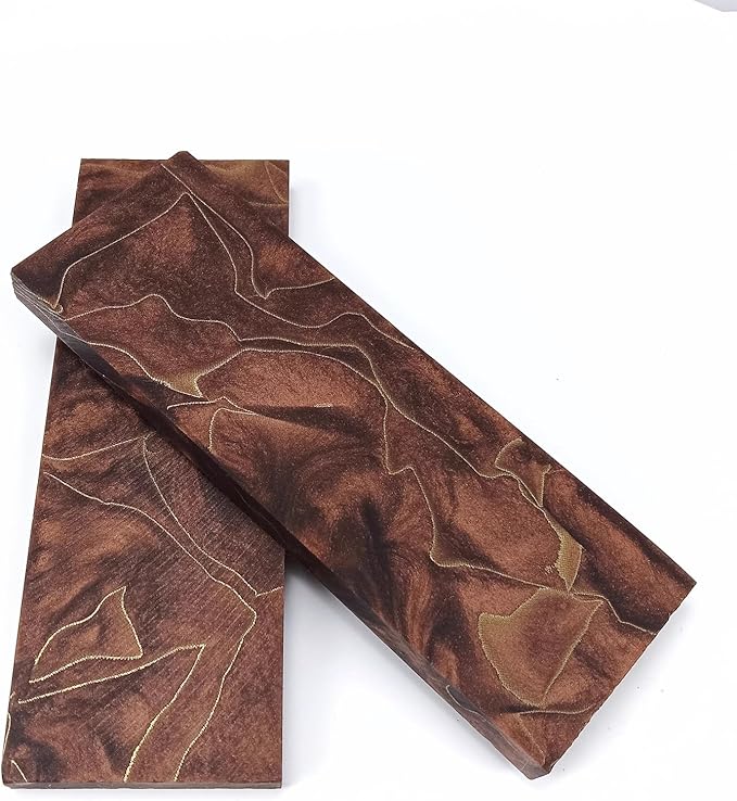 Brown Resin Knife Handle Scales Blank Material DIY Handmade Carving Decoration Inlaid Blade(2pcs)