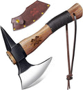 Grumpy Bear 11 Camping Hatchet Survival Axe with Sheath High Carbon Steel and Wood Handle Anti-Slip Grip – Ideal for Bushcraft Wood Splitting &amp Outdoor Adventures