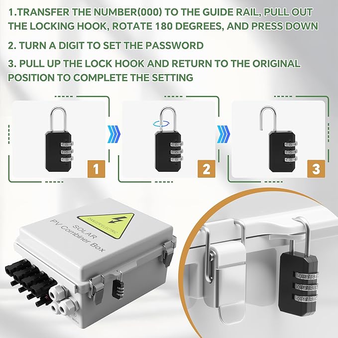 4 String Solar Combiner Box IP65 Waterproof PV Combiner Box for On/Off Grid Solar Systemwith Lightning Arrester 15A Rated Current Fuse &amp 63A Circuit Breaker(Plastic)
