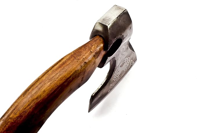 Custom Handmade Stainless Steel Viking Axe Bearded Axe with Gorgeous and Solid Wood Handle (Y-01)