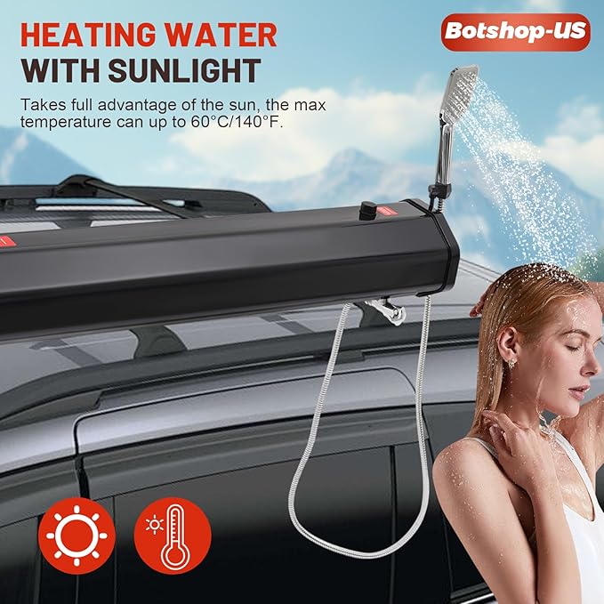 Gdrasuya10 8 Gallon Pressurized Water Tank for Camping Shower Roof Rack Water Tank Portable Off Road Shower Water Storage Tank with Hose Shower Head Bag Water Tank for VehiclesTrucksSUV