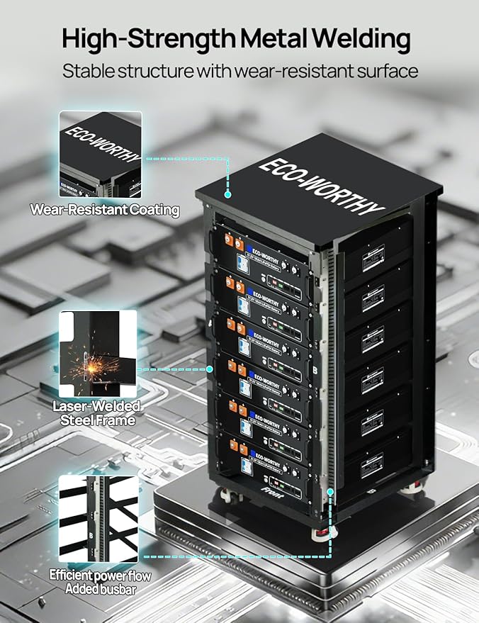 ECO-WORTHY RACK6 V2 6-Layer Server Rack with 600A Busbar Compatible with All ECO-WORTHY Rack Battery Versions