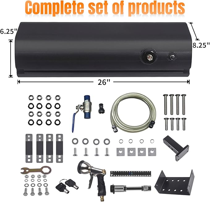 4 Gallon Pressurized Water Tank for Camping Showers and Outdoor Activities Bumper Mount Water Storage for VehiclesTrucksSUV