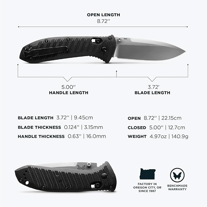 Benchmade - Presidio II Tactical Every Day Knife Drop-Point Blade with Graphite Black CF Elite Handle (570-1)