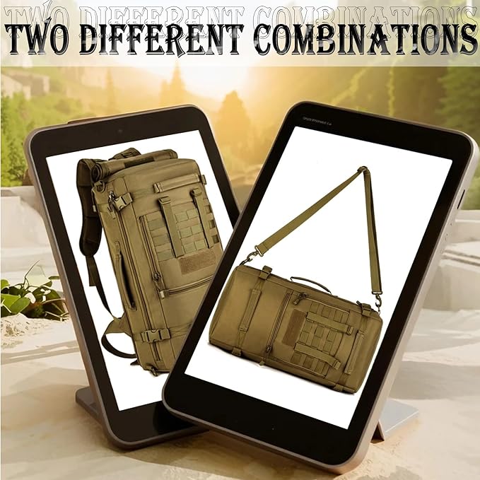 50L Multi-Function Tactical Handbag Outdoor Camping Large Messenger Bag Hiking Portable Storage Backpack(Brown)