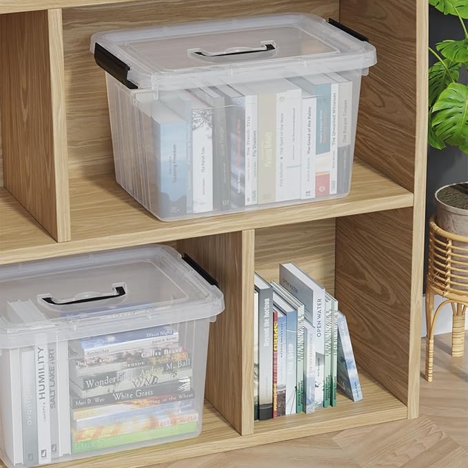 Cand 20 quart clear latching tote 4 packs plastic storage boxes for organising