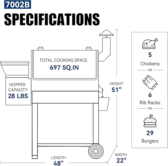 Z GRILLS Pellet Smoker Grill with PID Control Rain Cover 700 sq. in Cooking Area for Outdoor BBQ ZPG-7002B