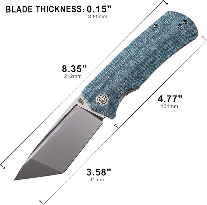 Petrified fish PFP01T Beluga3.58 K110 Black Stonewashed Blade 157g Micarta Handle Front Flipper Liner lock Folding knife (Blue Micarta Stonewashed)