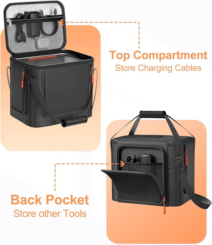 Hautton Carrying Case Bag for Jackery 1000 V2 Water-Resistant Durable Protective Storage Bag with Adjustable Shoulder Strap for Portable Power Station Accessories -Black