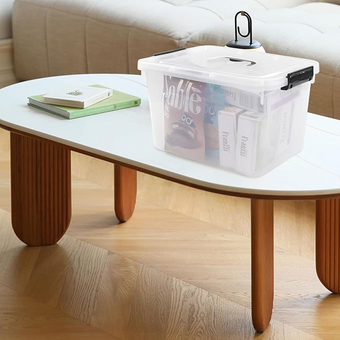 Vababa 10.5 Quart Clear Latch Storage Box with Handle 4-Pack Plastic Storage Bin withLid
