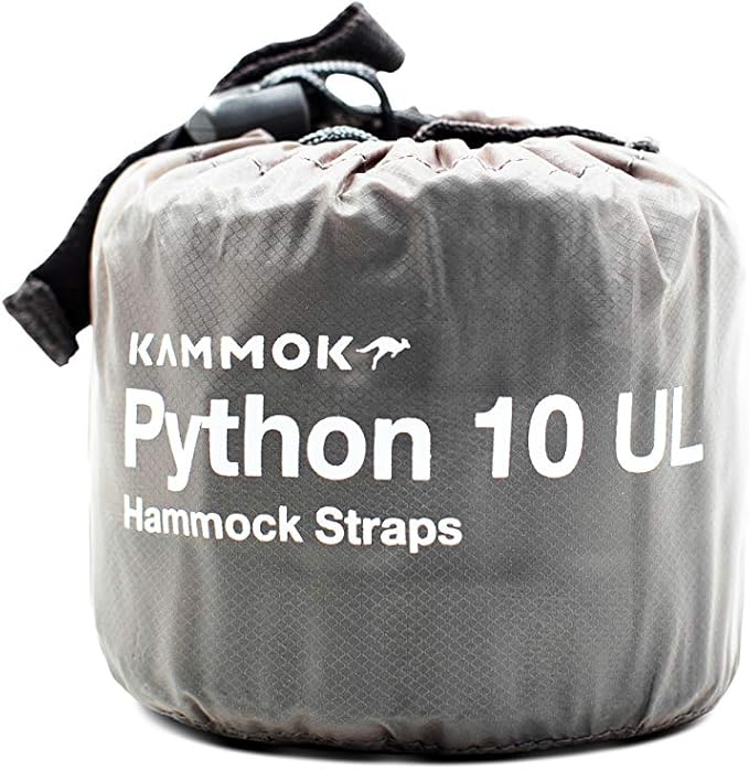 KAMMOK: Python Hammock Straps No-Stretch Knotless Durable and Compact Set of 2 Straps with Stuff Sack (Python 10 UL Ultralight)