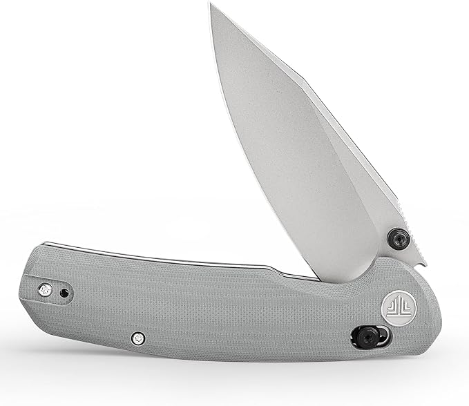 TRIVISA Pocket Knife 3.34'' 14C28N Silver Blade Folding Knife for Men Women Grey G10 Handle Folding Pocket Knives with Clip Axis Lock Thumb Studs Opener Outdoor Camping Knife Hornet-03G