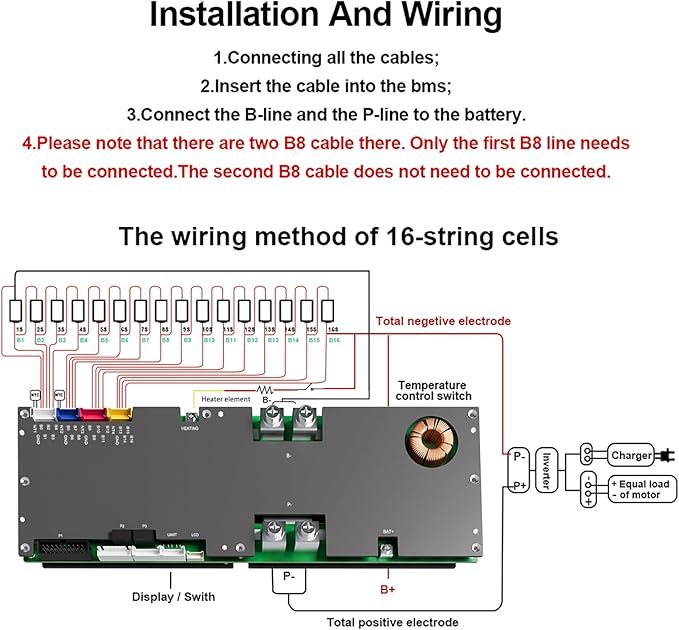 JKBMS Inverter BMS 8S-16S 24V-48V 150A – V19 Home Energy Storage BMS with UART Port 1A Active Balance Built-in Bluetooth RS485 &amp CAN for Solar System (JK-PB1A16S15P V19)