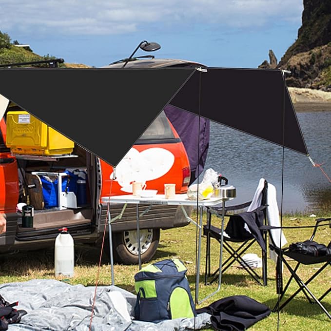 Car Awning Camping - 9x11 Ft Portable Waterproof CanopyUV Protection Wind Resistant Vehicle Tailgate Awning | for Vehicle Automotive RV SUV Truck Rear