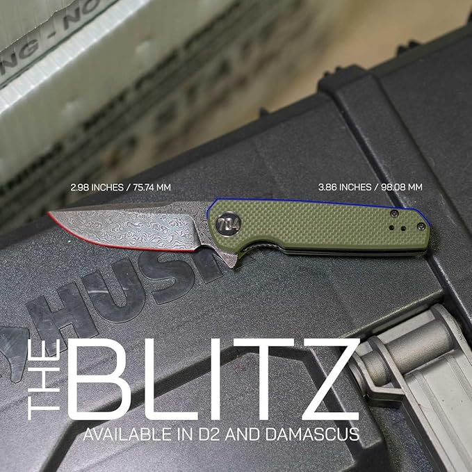704 Gear Blitz EDC Folding Pocket Knife | Compact 2.98 Blade D2 Steel G10 Handle Reversible Pocket Clip | Olive Drab Green