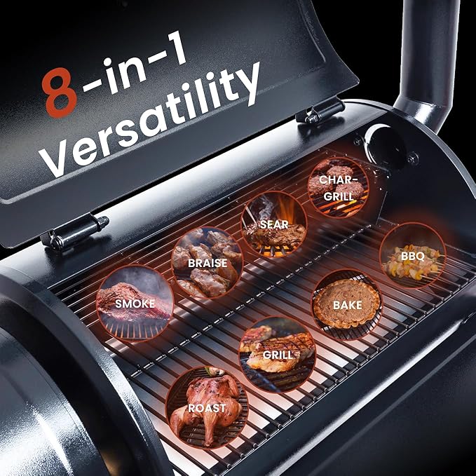 Z GRILLS ZPG-450A Wood Pellet Grill &amp Smoker with PID V3.0 Controller 459 Sq in Cook Area Meat Probe Foldable Shelf 8 in 1 BBQ Grill Outdoor Auto Temperature Control Black
