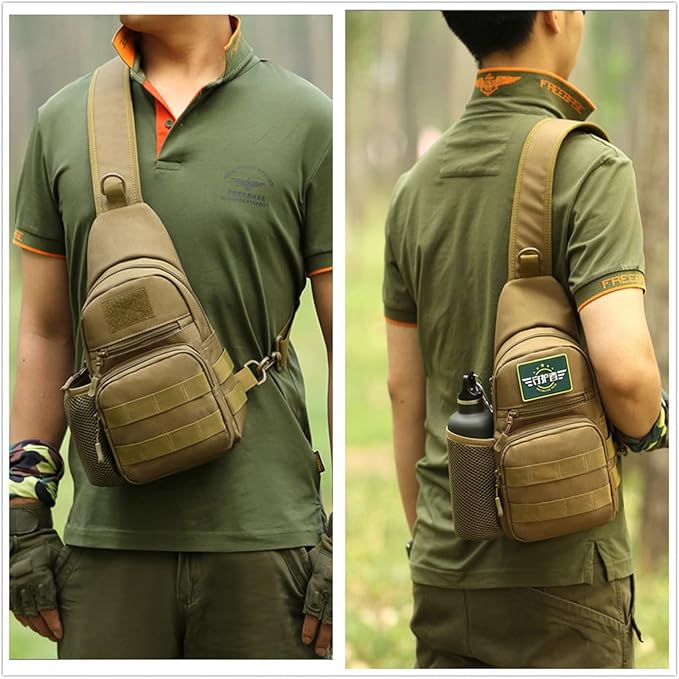 UNISTRENGH Tactical Sling Bag Chest Pack Molle Daypack iPad Mini Military Shoulder Bag Crossbody Duty Gear Backpack (CP camouflage)