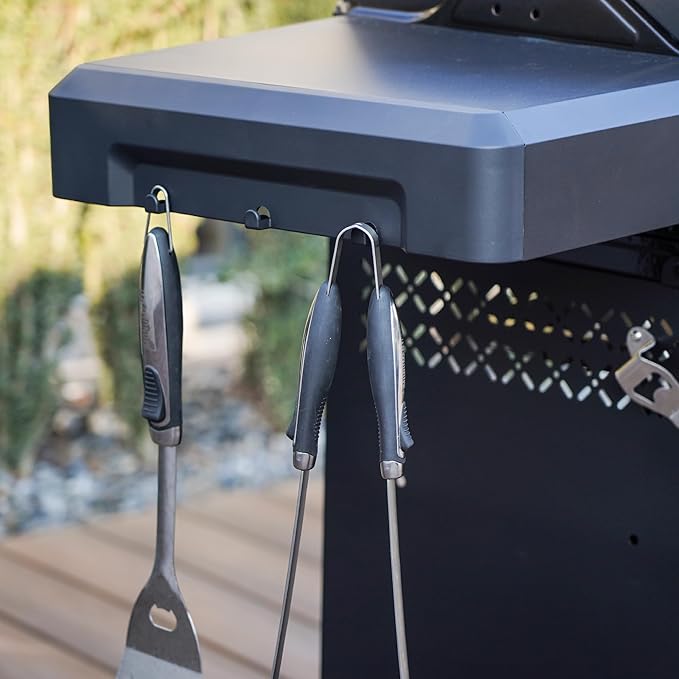 Monument Grills 2-Burner Foldable Stainless Steel Liquid Propane Gas Patio Garden Barbecue Grill with Clearview® Lid Knob Control Mesa220 with BBQ Cover