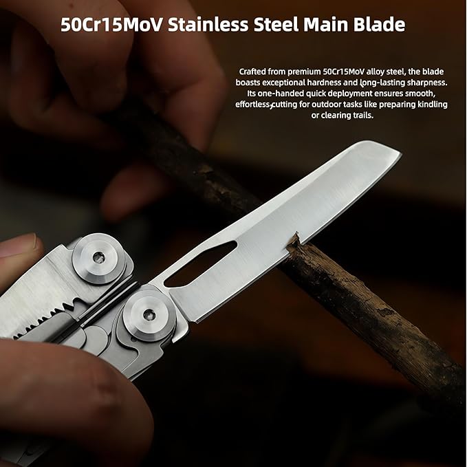 Multi Tool 19-in-1 Full-Size Lightweight EDC Multi-Purpose Pliers Household Screwdriver Camping Outdoor Gear Nylon Bag Tools Gifts for Guys Gifts for Hunters Men who have Everything (Silver)