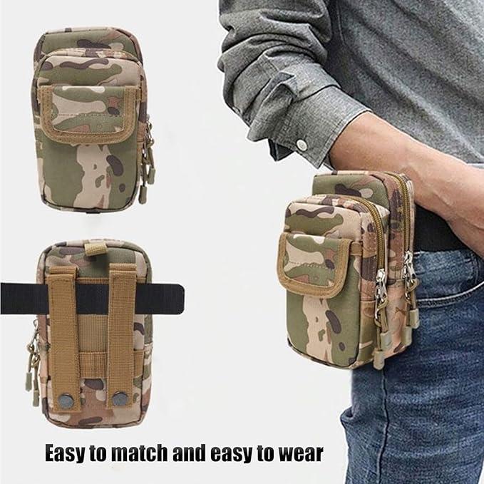 Small Molle Pouch Tactical Waterproof Cellphone Multipurpose Wallet Outdoor Sports EDC Gadget Slim Utility Waist Bag