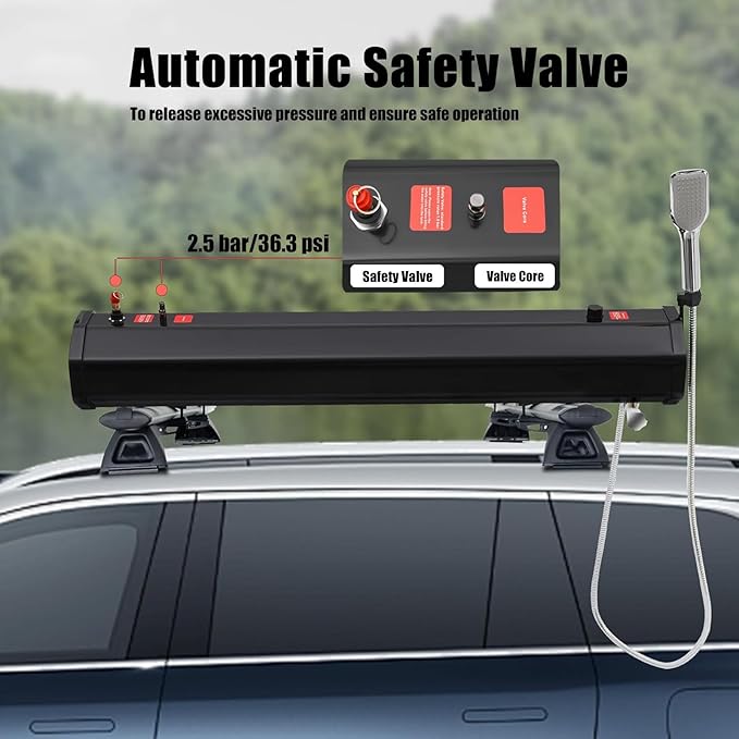 Pressurized Water Tank with Shower for Overlanding and Camping Portable Water Storage for Outdoor Activities