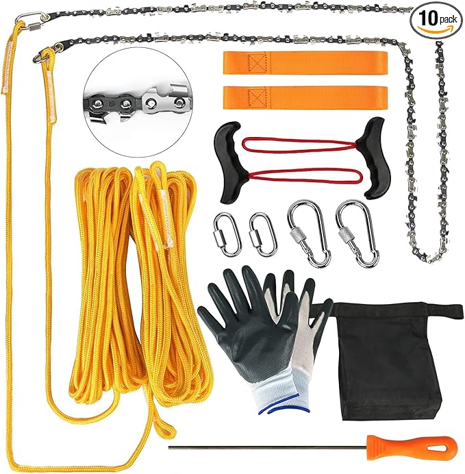 Premium 55 Inch High Limb Rope Saw with Two Ropes70 Sharp Teeth Blades on Both Sides-Best Folding Pocket Chain Saw for CampingField Survival GearHunting.