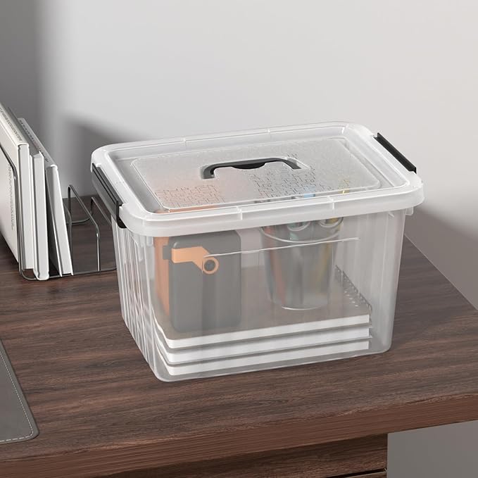 6-Pack 12 Quart Plastic Storage Box with Latching Lid Clear Storage Latch Bins