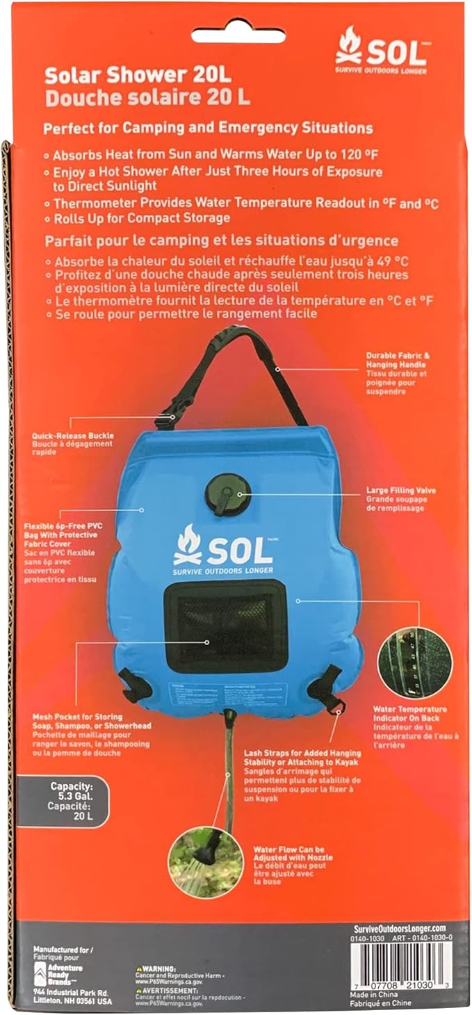 S.O.L. Survive Outdoors Longer Camping Shower 20L