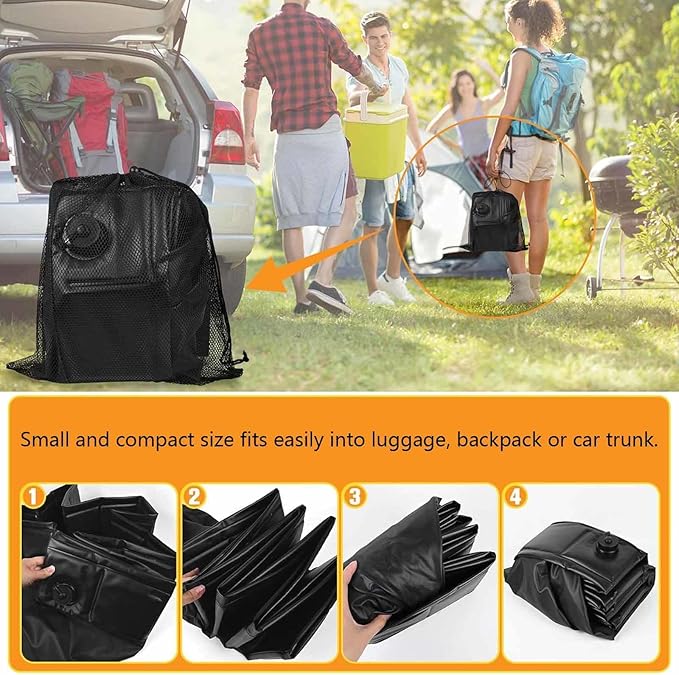 Camp Shower Floor with Drain Hose Outdoor Shower Mat Collapsible Portable Shower Pump for RV Beach Glamping