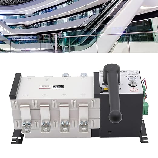 250A Automatic Transfer Switch (ATS) 4P 110V 50Hz Manual/Auto Mode Backup Power Switch for Home Hospital Factory