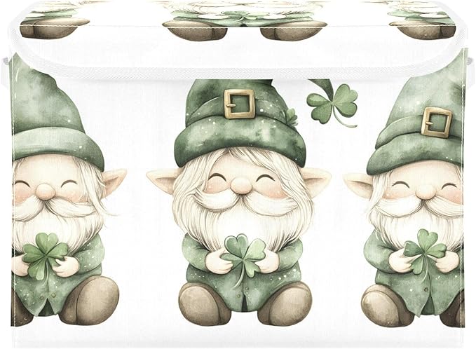 Storage Cube with Lid St Patrick Gnome Print 16.5×12.6×11.8 IN 1 Pack Collapsible Large Capacity Foldable Storage Basket Bin Organizer