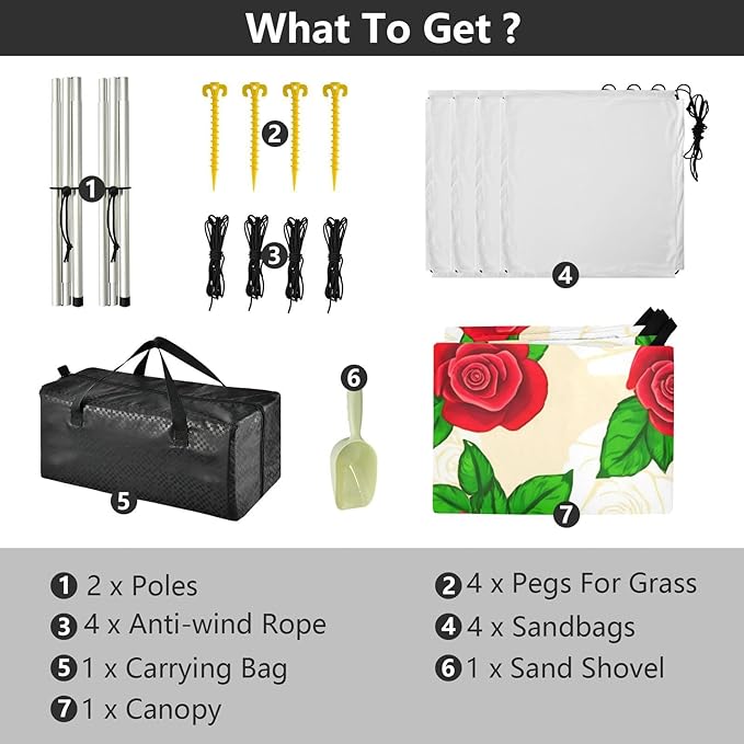 Beach Canopy with Windproof Ropes &amp Sandbags Beach Tent Sun Shade Sun Shelter for Camping Trips Fishing Backyard Fun or Picnics Rose