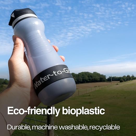 Small Filtered Water Bottle (18.5oz/55cl) Value Bundle with Three Filters Nanofiltration Water Bottle with Filter for Travel BPA-Free Bioplastic. Green