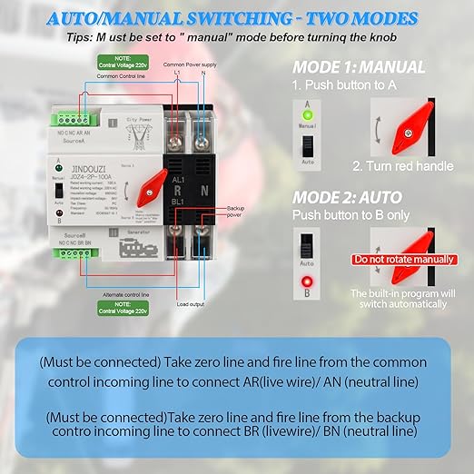 100A Automatic Transfer Switch110V Millisecond Level Dual Power Automatic Transfer Switch Generator Transfer Switch with Metal Distribution Box
