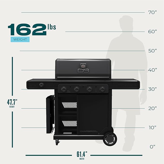 Charbroil Pro Series with Amplifire Infrared Technology 4-Burner Propane Gas Grill Cabinet with Side Burner Black - 463281024
