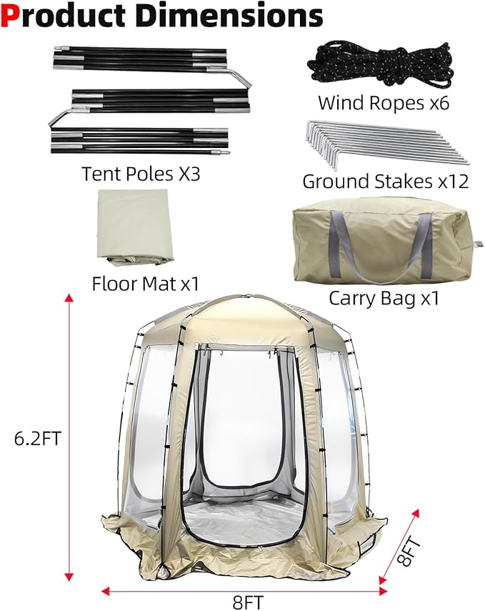 Abahub 3-5 People Clear Bubble Tent Winter Weatherproof Sports Tent with Sealed Floor Portable Outdoor Dome Tent with Carrying Bag for Sports Games Camping Fishing Cheering