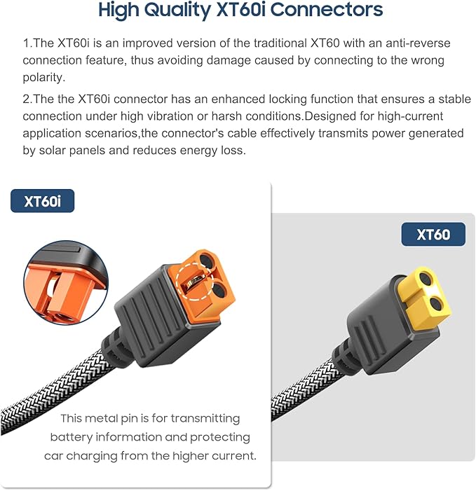 16FT Solar to XT60i Charging Cable Extension Cable Solar Connector to XT60i Adapter for RC Battery Drones Solar Generator EcoFlow River Delta Plus Pro Max Anker SOLIX 767 Portable Power Station
