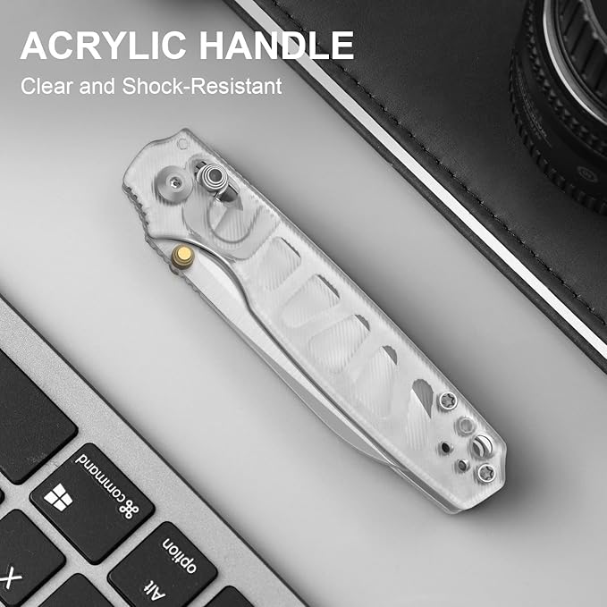 Kizer Pokiman CS Pocket Knife 3.16 Sheepsfoot AEB-L Blade Folding Knives with White Acrylic Handle Thumb Stud EDC Knife for Men Women V3789A5