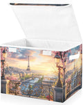ALAZA Storage Bins Organizer Box Baskets Lidded Clothes for Shelves Closet Paris Spring Collapsible Stackable Storage Cubes Handles