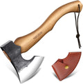 PURPLEBIRD Hatchet Axe with Sheath for Camping 15 Inch Bushcraft Axe Carbon Steel Chopping Axes Wood Handle Splitting Axes Hand-Forged Camping Hatchet for Carving Bushcraft Outdoor Forest Garden