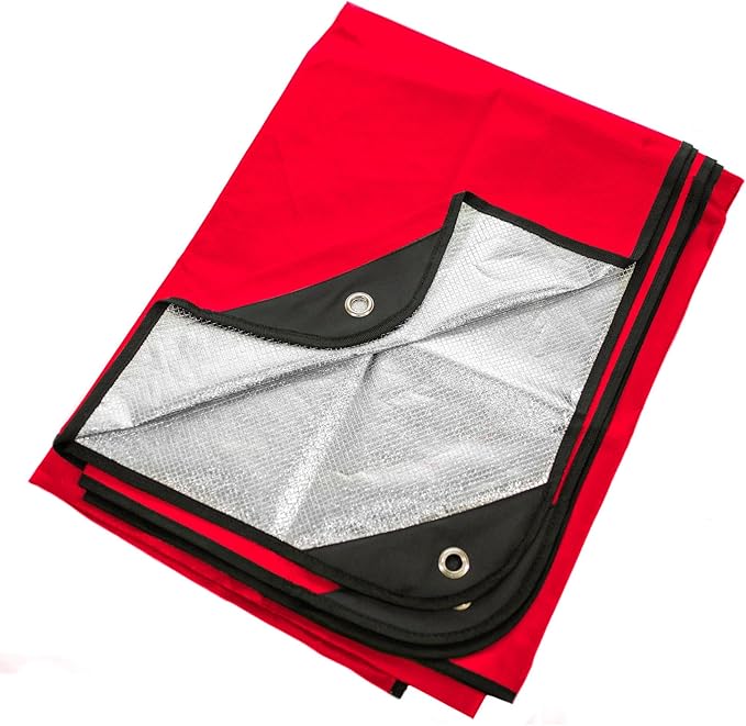 Arcturus All-Weather Outdoor Survival Blanket Thermal Emergency Blanket Reflective Heat Tarp with Grommets Lightweight for Camping Backpacking Hiking &amp Emergency Car Kits Red 60x82in