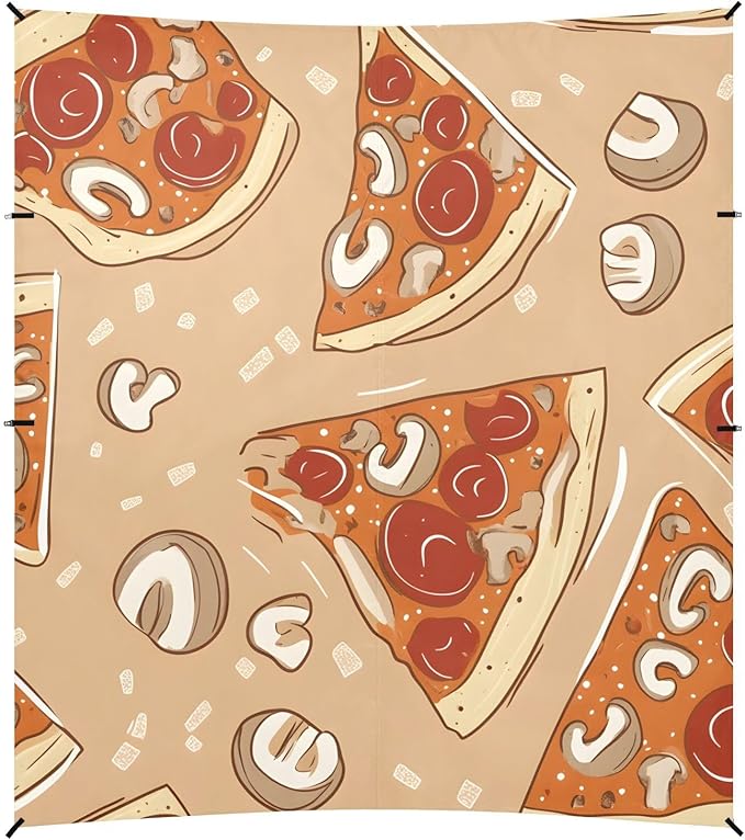 ALAZA Delicious Pizza with Mushroom Pattern Beach Tent Sun Shelter Portable Canopy Sunshade for Outdoor Camping Picnics Backyard Fun 10x9 ft