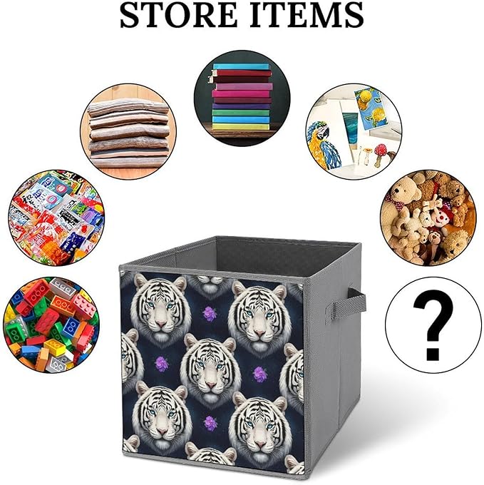 Clever Cube Storage Bins Starry Sky White Tiger Cute Practical Organizer for Small Spaces Fashionable Storage Solution