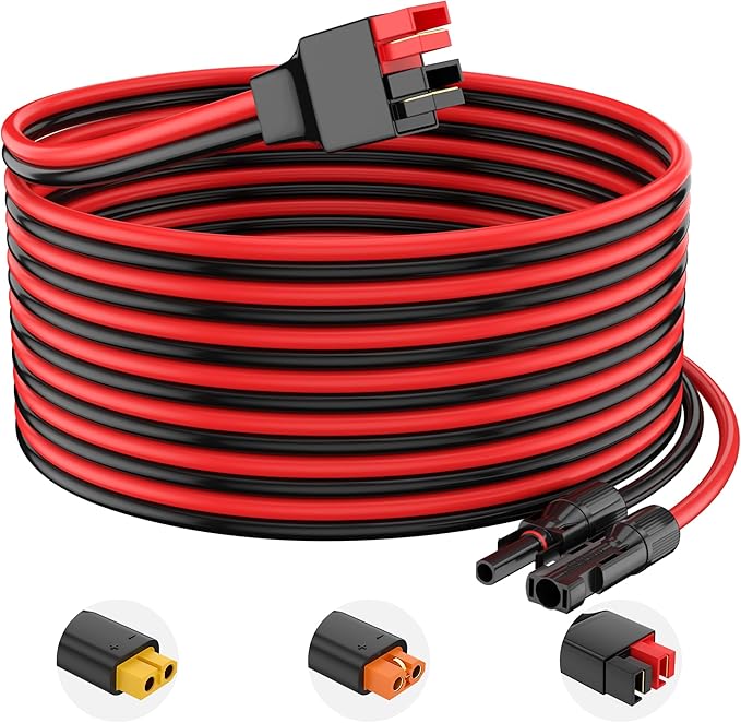 Solar to Anderson Extension Cable 10AWG Solar Connector for RV Foldable Solar Panel Portable Power Station Solar Generator(75FT)